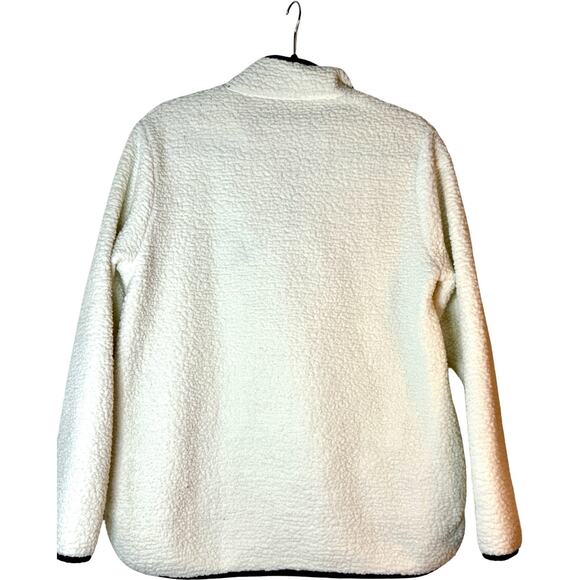 Lands’ End Cream Sherpa Fleece Snap Pullover M Cozy Fall Winter Warm Top - Picture 2 of 5